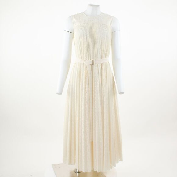 BOSS Deplica Cutout Pleated Dress in Soft Cream - Picture 2 of 5